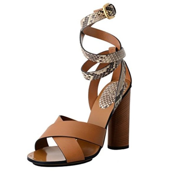 NEW Gucci Python Skin Leather High Heel Wrap Sandal - Picture 2 of 7